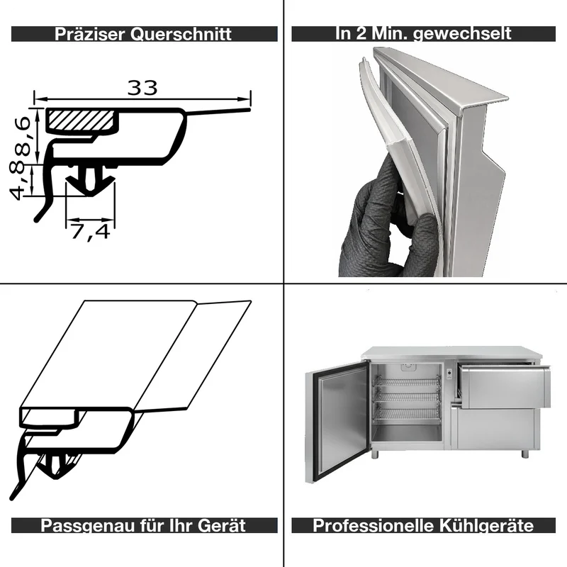 Magnetdichtung - Profil groß F inkl. Magnetband - Länge: 1800mm