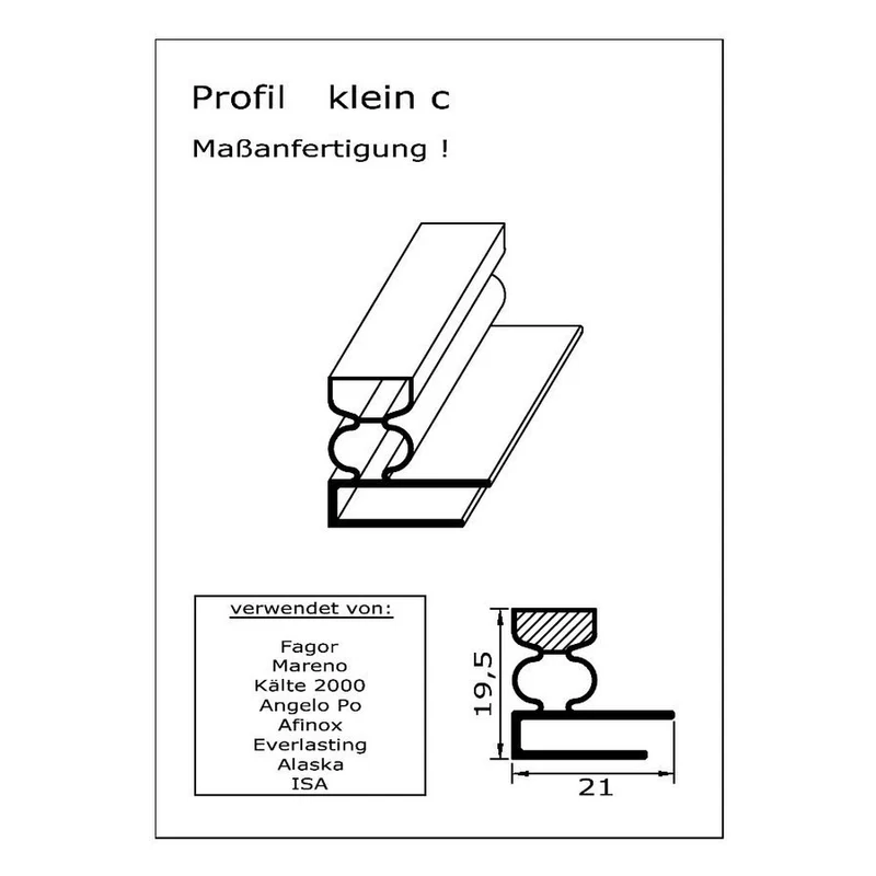 Magnetdichtung - Profil klein c inkl. Magnetband - auf Maß