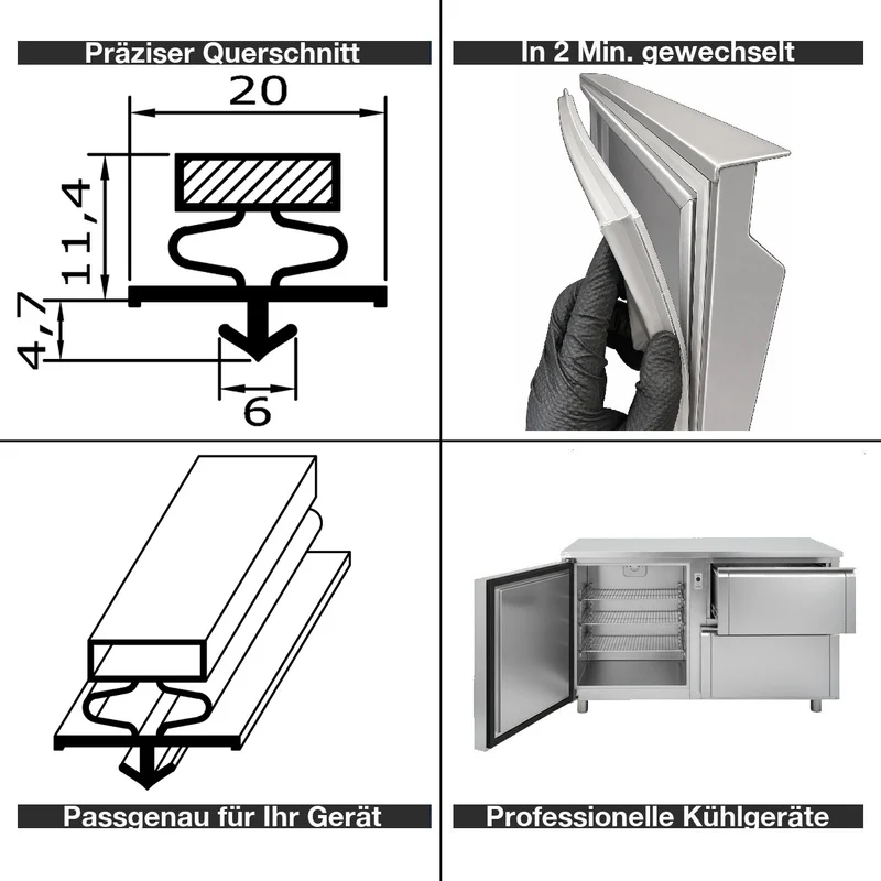Magnetdichtung - Profil KD01 inkl. Magnetband - auf Maß