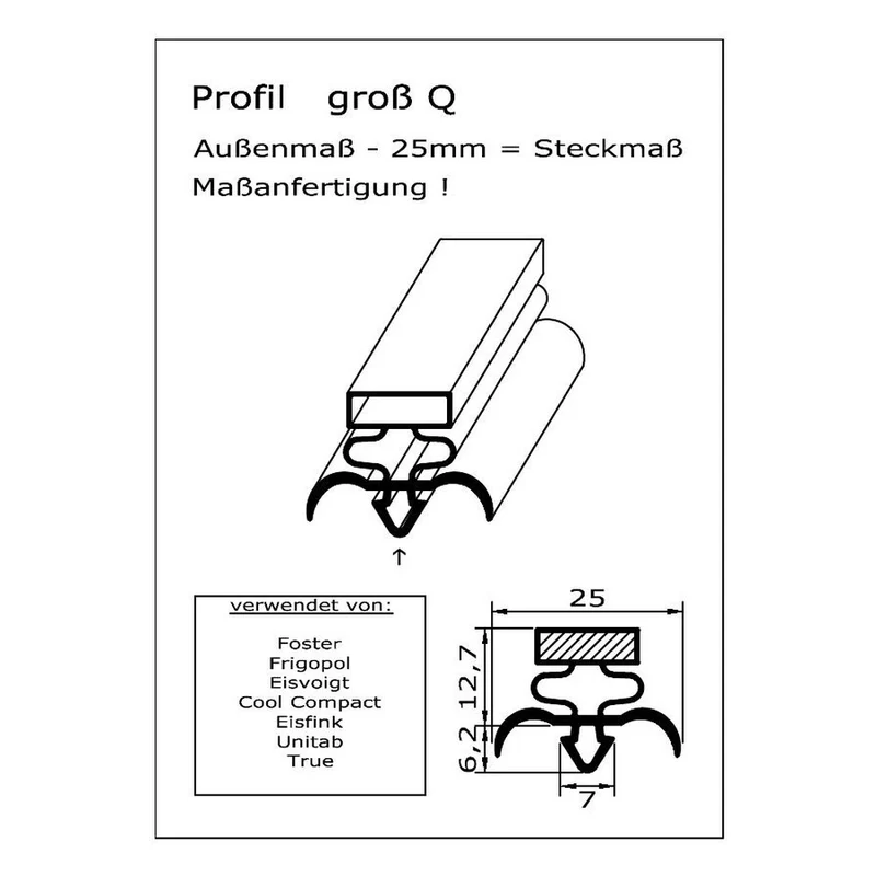 Magnetdichtung - Profil groß Q inkl. Magnetband - auf Maß