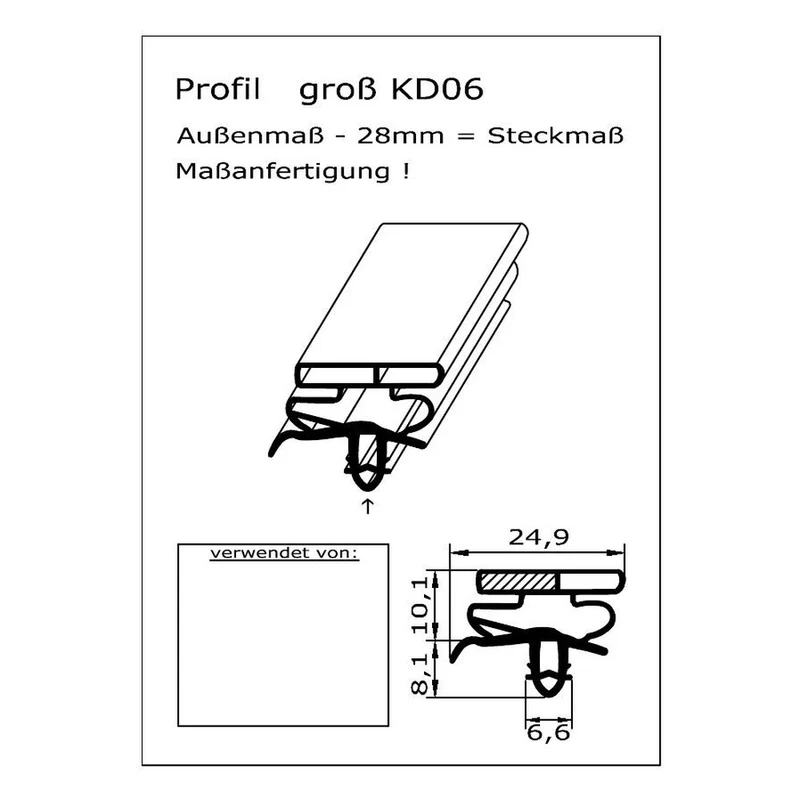 Magnetdichtung - Profil KD06 inkl. Magnetband - auf Maß