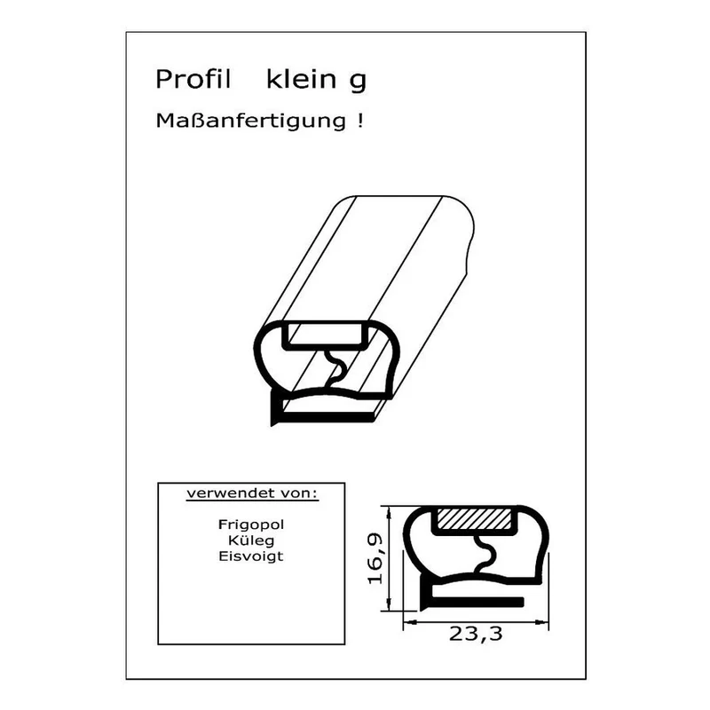 Magnetdichtung - Profil klein g inkl. Magnetband - auf Maß