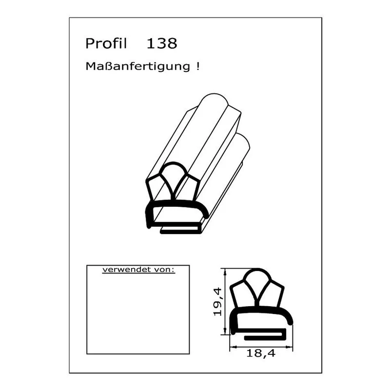 Profil ohne Magnet - Profil 138 - Länge: 2500mm