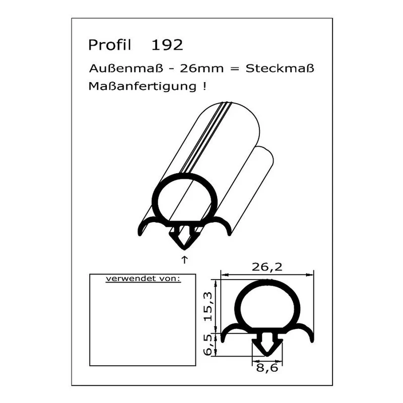 Profil ohne Magnet - Profil 192 - Länge: 2500mm
