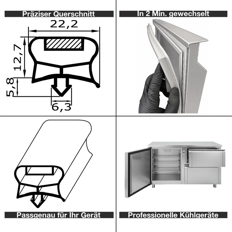 Magnetdichtung - Profil KD03 inkl. Magnetband - Länge: 2000mm