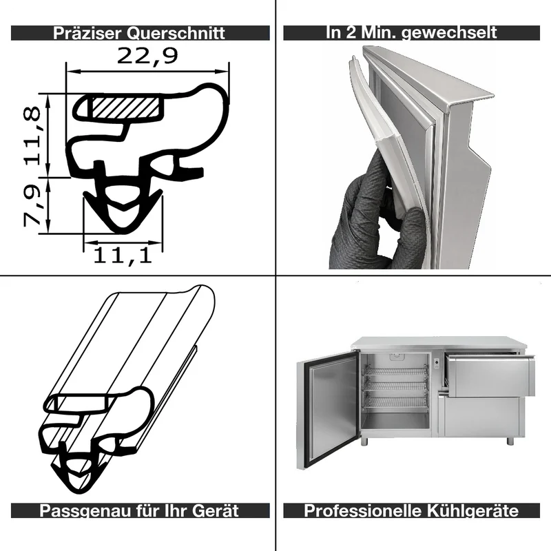Magnetdichtung - Profil KD08 inkl. Magnetband - Länge: 2000mm