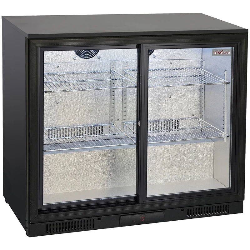 Gastro Flaschenkühlschrank 197L mit 2 Glasschiebetüren , Umluft, WR-TAS2-E3