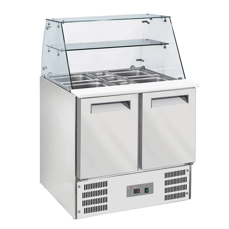 Saladette mit Glasaufsatz , 2 Türen , 900 mm, WR-SAL6-L2