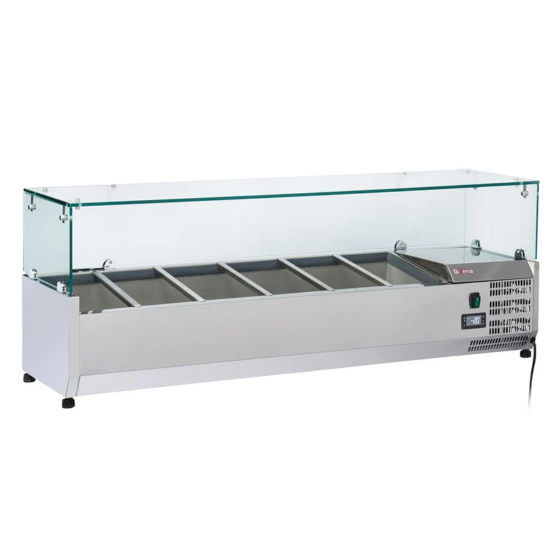Fahrbarer Pizzakühltisch mit Granitplatte , 150 cm , 1 Tür & 5 Schubladen, WR-PZ15-51