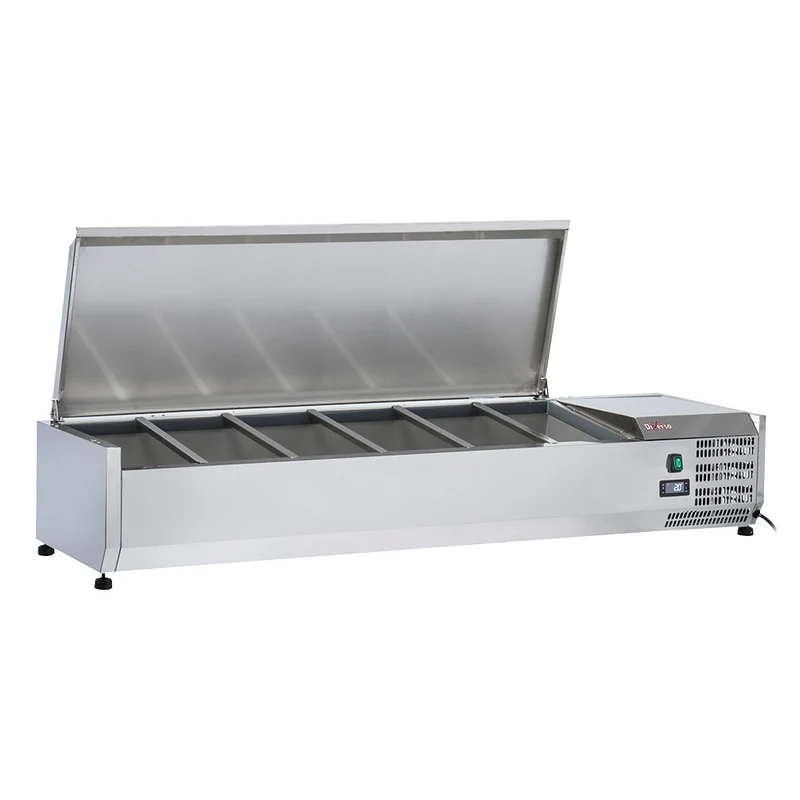 Fahrbarer Pizzakühltisch mit Granitplatte , 150 cm , 1 Tür & 5 Schubladen, WR-PZ15-51