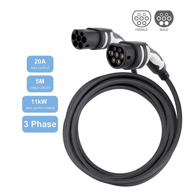 B-Ware Sygonix eMobility Ladekabel Typ 2 5m 3phasig IP65 für Außenbereich 11kW 20A
