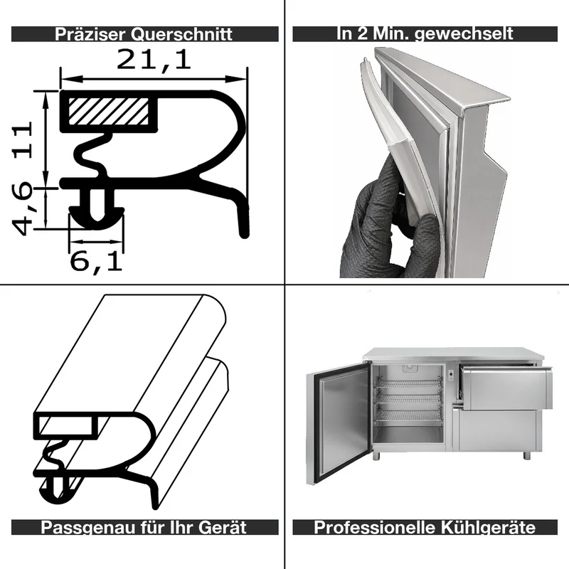 Magnetdichtung - Profil groß D inkl. Magnetband - Länge: 2000mm