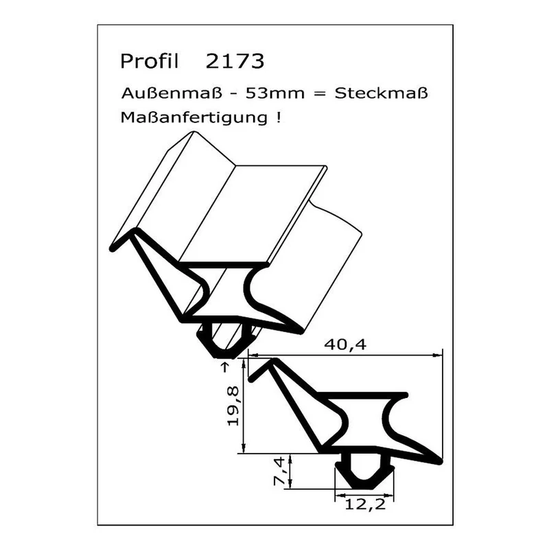 Profil ohne Magnet - Profil 2173 - Länge: 2500mm
