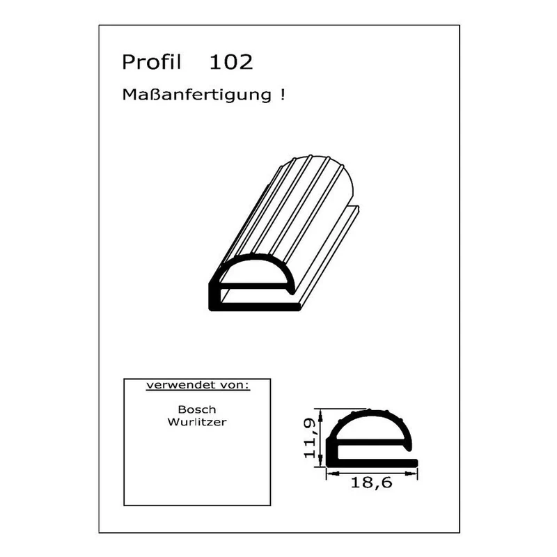 Profil ohne Magnet - Profil 102 Länge: 2000mm