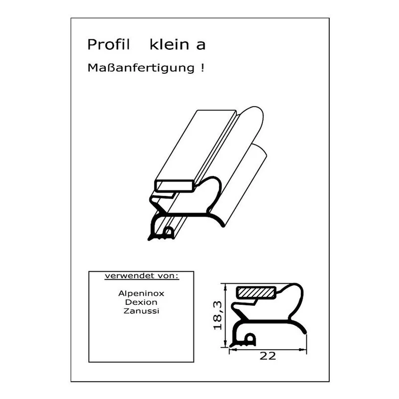 Magnetdichtung - Profil klein a inkl. Magnetband - Länge: 2000mm