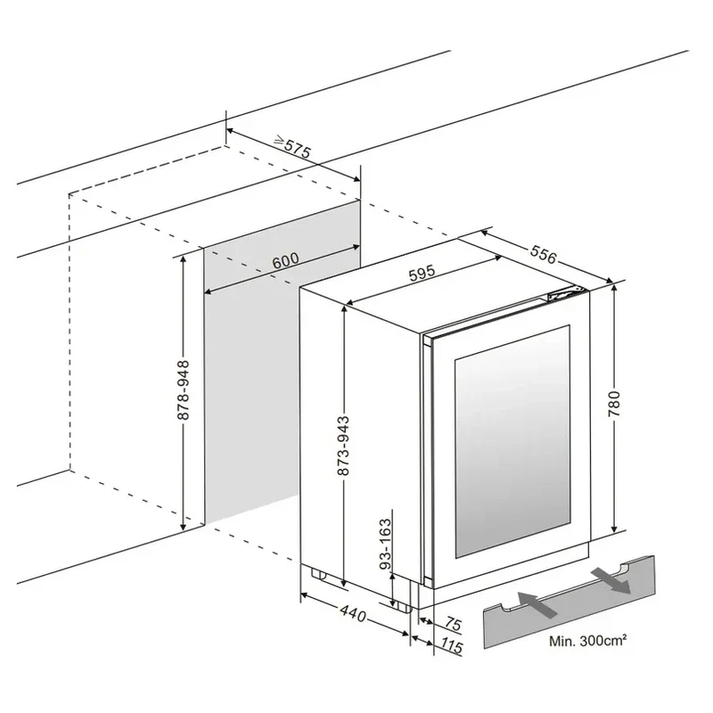 Weinkühlschrank 53 Flaschen mQuvée WineCave Exclusive 780 60D Push/Pull
