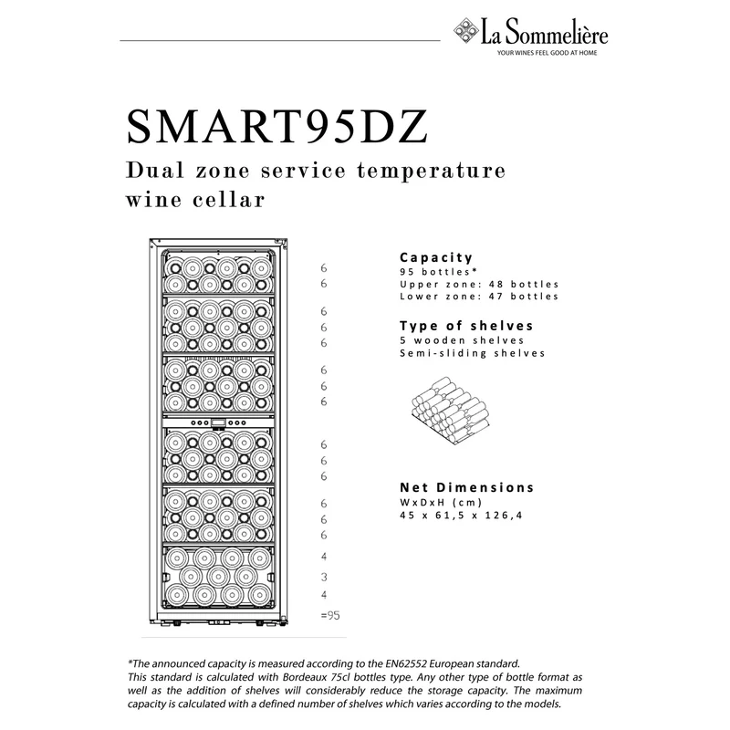Weinkühlschrank 95 Flaschen La Sommelière SMART95DZ