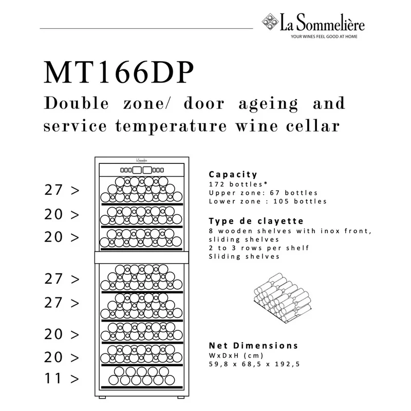 Weinkühlschrank 172 Flaschen La Sommelière MT166DP