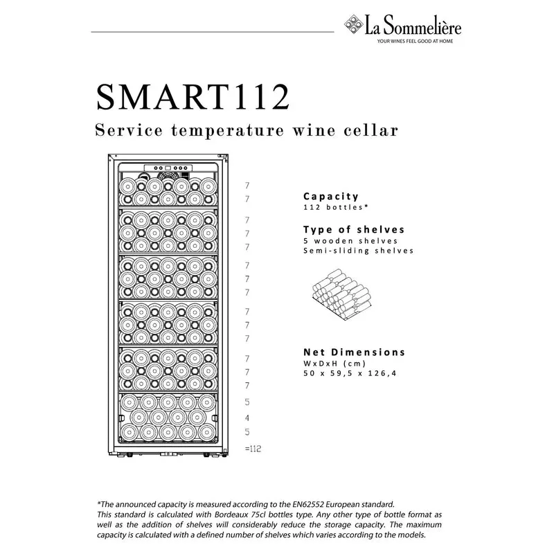 Weinkühlschrank 112 Flaschen La Sommelière SMART112