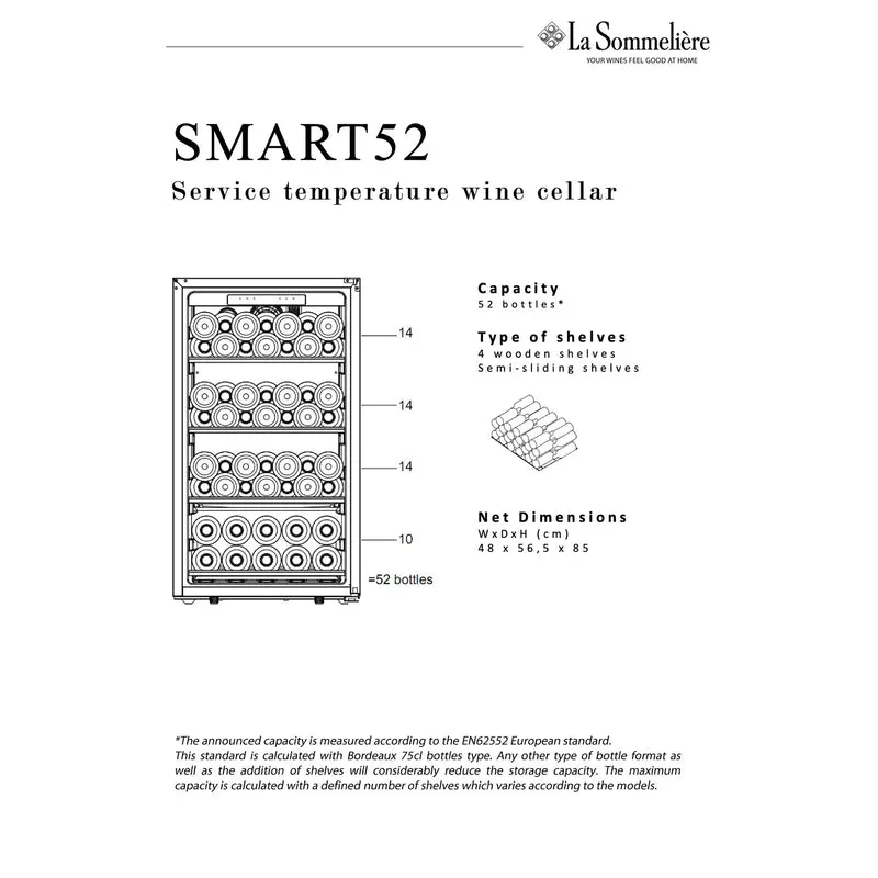 Weinkühlschrank 52 Flaschen La Sommelière SMART52