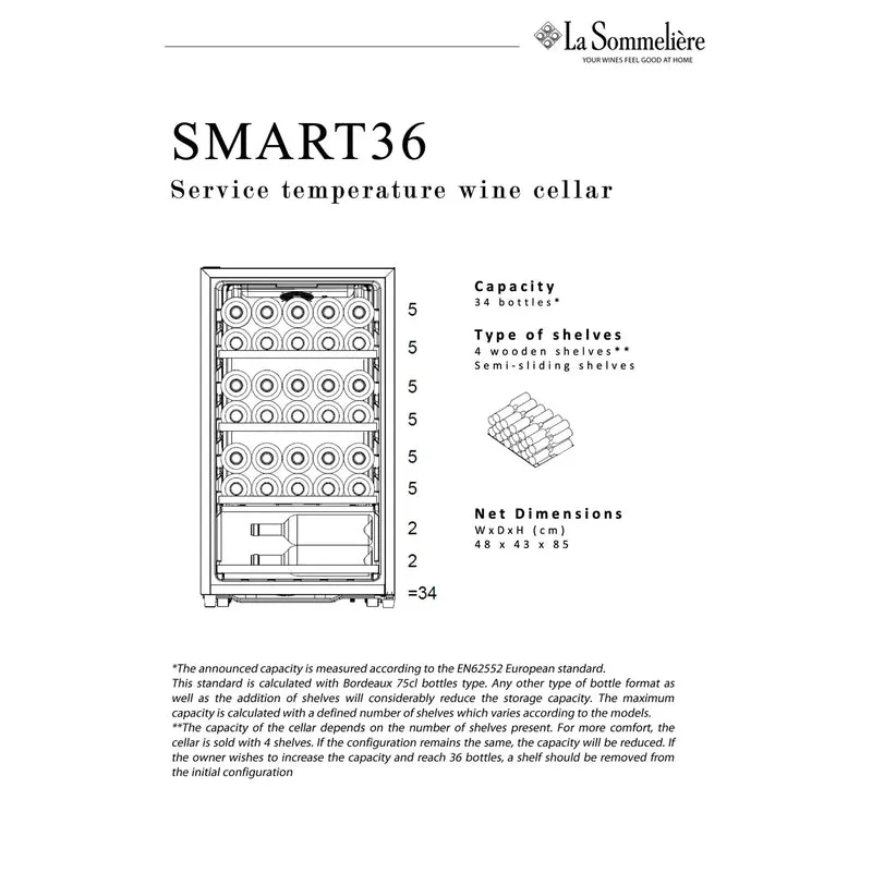 Weinkühlschrank 34 Flaschen La Sommelière SMART36