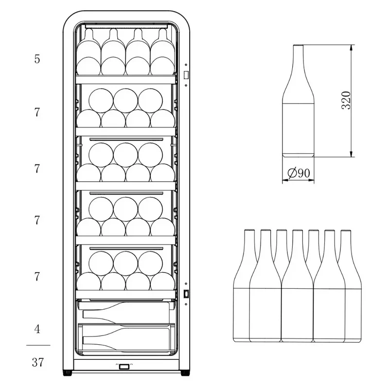 Weinkühlschrank 51 Flaschen Cavecool Retro Basalt CC156SB