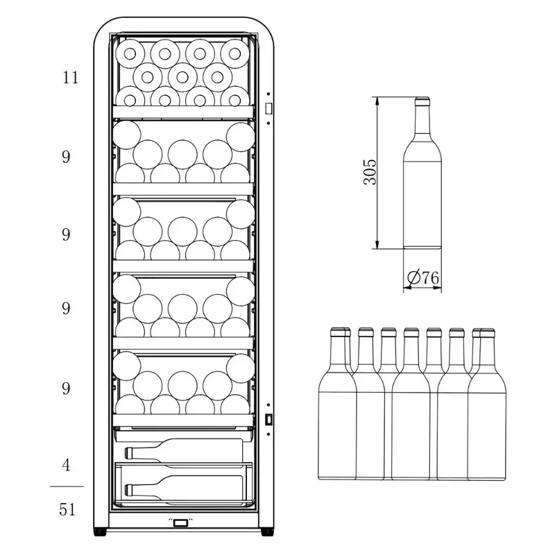 Weinkühlschrank 51 Flaschen Cavecool Retro Basalt CC156SB
