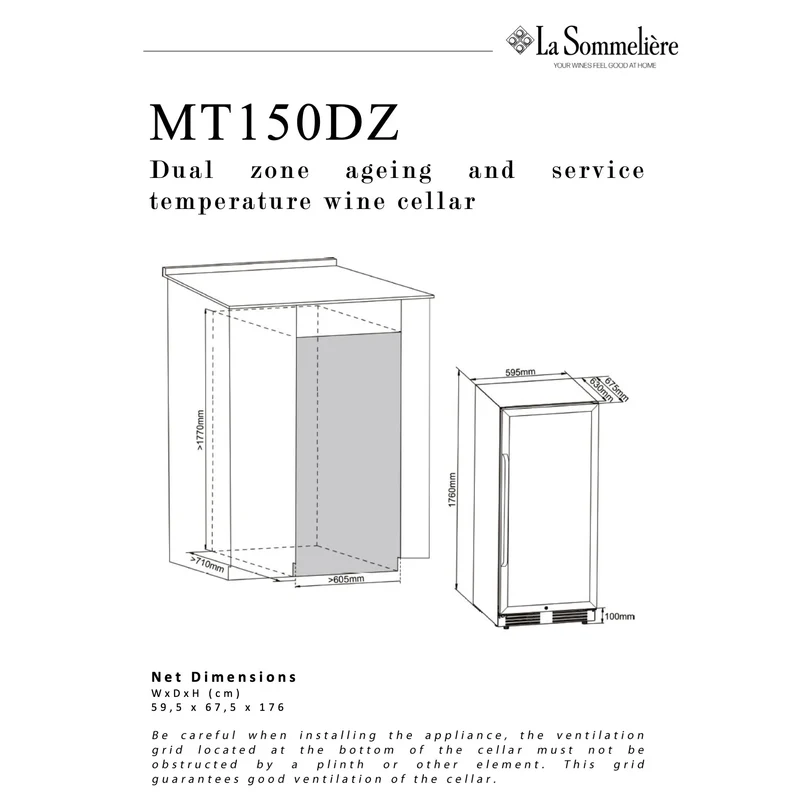 Weinkühlschrank 152 Flaschen La Sommelière MT150DZ