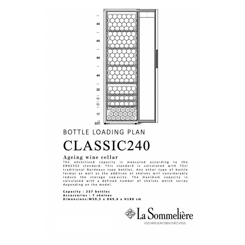 Weinkühlschrank 237 Flaschen La Sommelière CLASSIC240