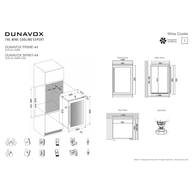 Weinkühlschrank 44 Flaschen Dunavox Spirit-44 Stainless