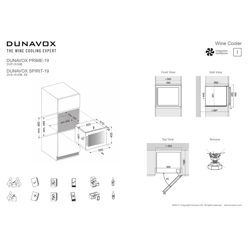 Weinkühlschrank 19 Flaschen Dunavox Spirit-19 Stainless