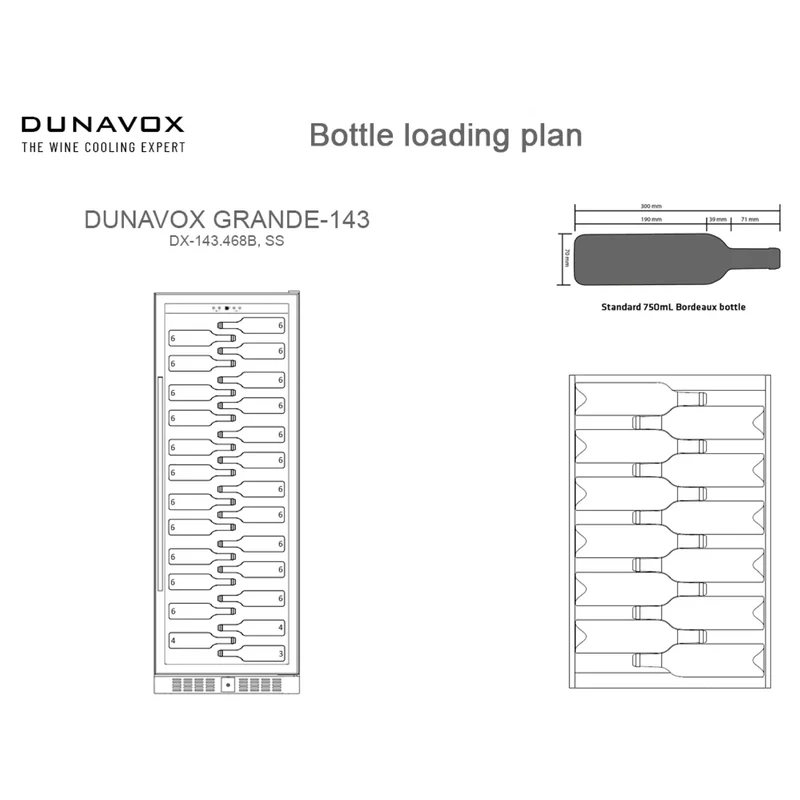 Champagnerkühlschrank 143 Flaschen Dunavox Sera-143 Black