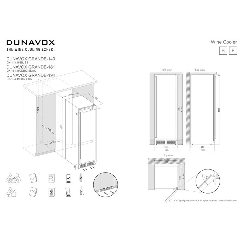 Champagnerkühlschrank 143 Flaschen Dunavox Sera-143 Black