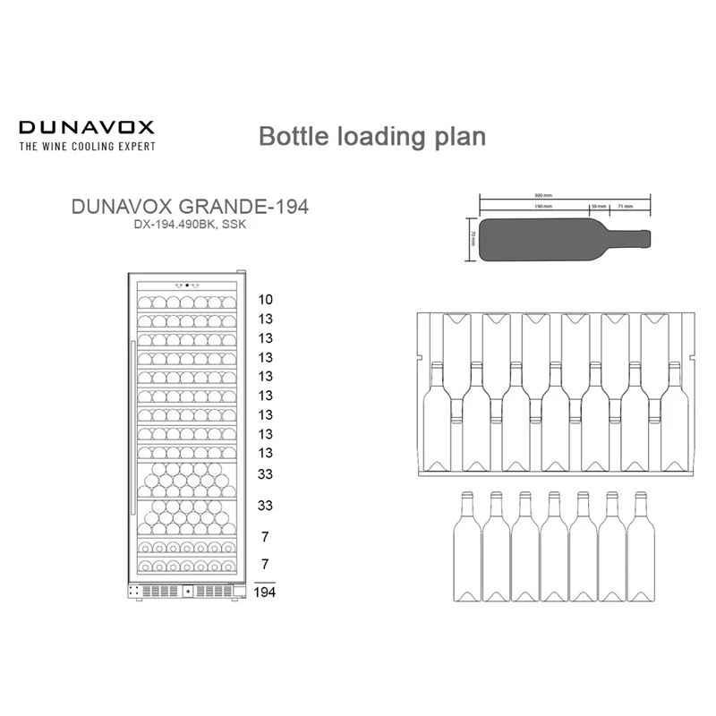 Weinkühlschrank 183 Flaschen Dunavox Grande-194 Black