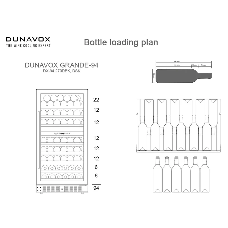 Weinkühlschrank 94 Flaschen Dunavox Grande-94 Stainless