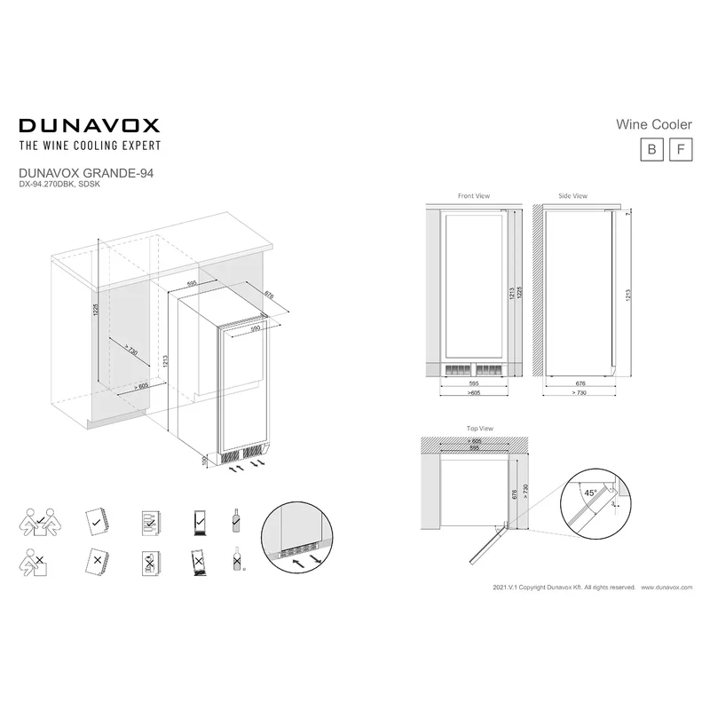 Weinkühlschrank 94 Flaschen Dunavox Grande-94 Stainless