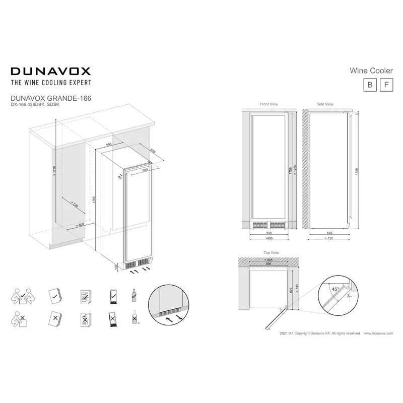 Weinkühlschrank 166 Flaschen Dunavox Grande-166 Black