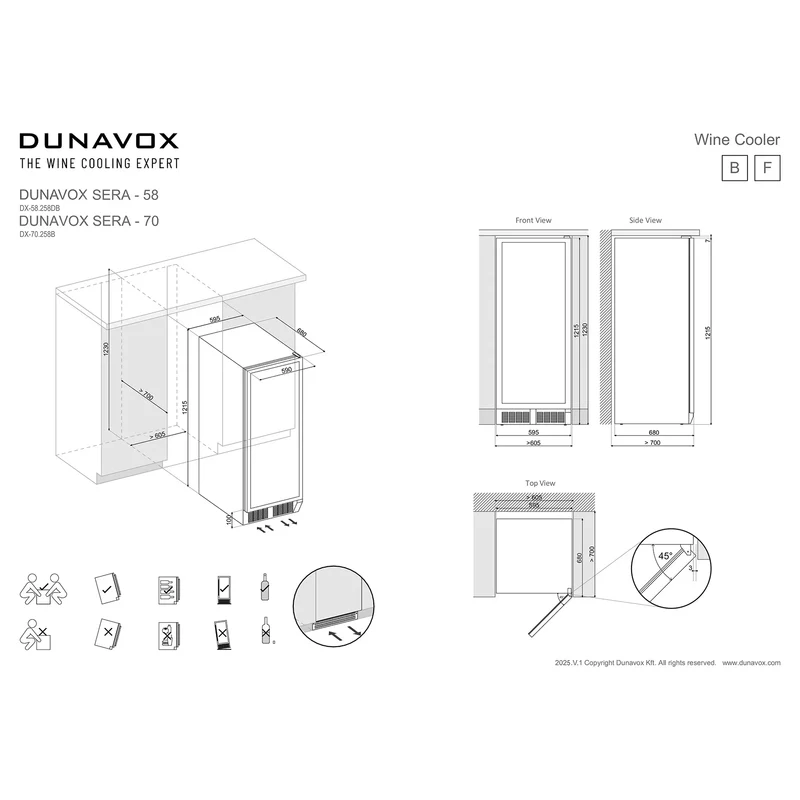 Champagnerkühlschrank 58 Flaschen Dunavox Sera-58 Black