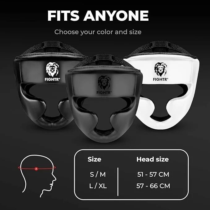 B-Ware FIGHTR Kopfschutz Boxhelm Sparring Schutzhelm Boxen MMA Muay Thai schwarz Gr S M