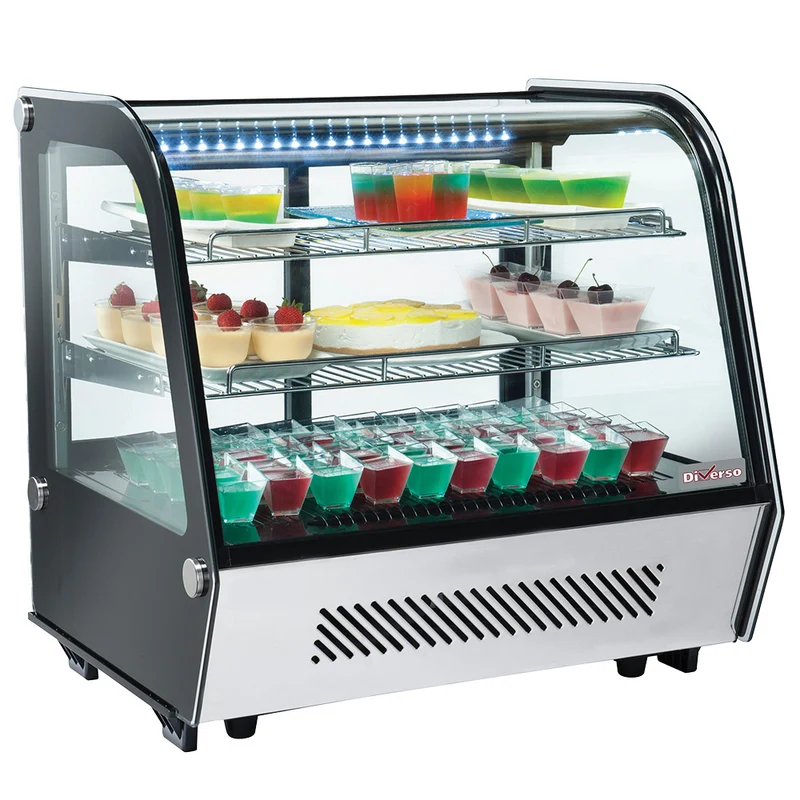 Professionelle Tischkühlvitrine mit 3 Ebenen & gewölbter Glasfront , für GN 1/1, WR-DR12-S2