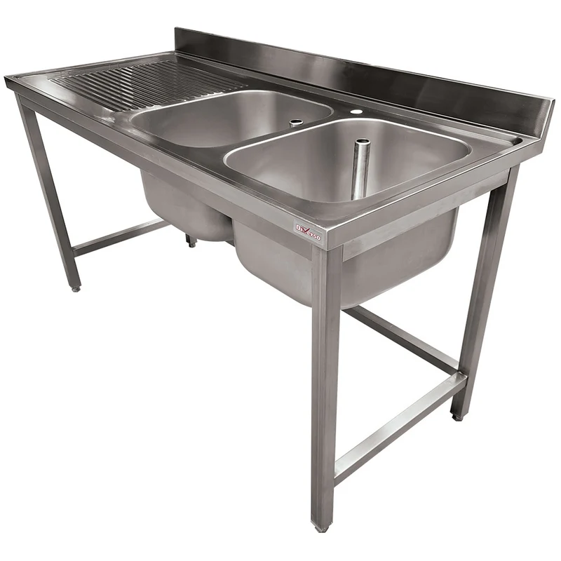 Profi Spültisch 1800x700mm , 2 Becken & Abtropffläche links , Edelstahl, WR-C2E1-8G