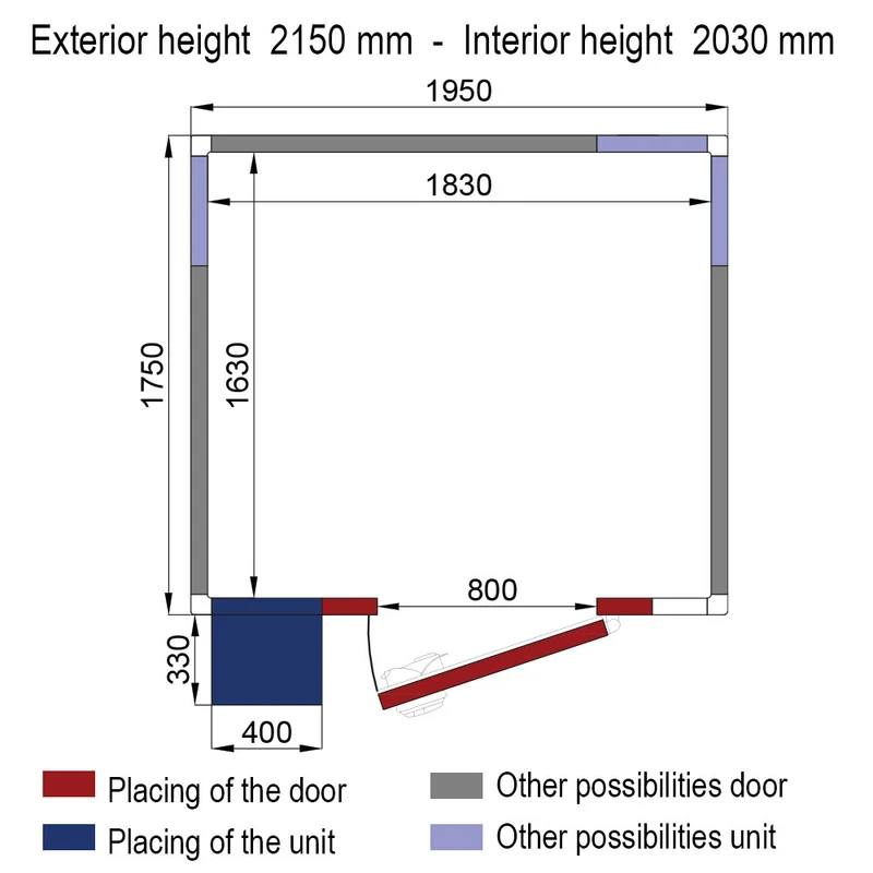 Kühlzelle 6,1 m³ Komplettset mit Monoblock-Kälteaggregat, WR-C2020-6M-R2