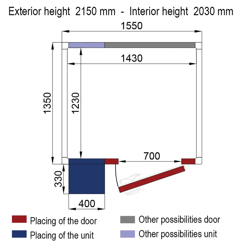 Profi Kühlzelle 3,6 m³ mit integriertem Kühlaggregat , 60 mm Isolierung, WR-C1714-6P-R2