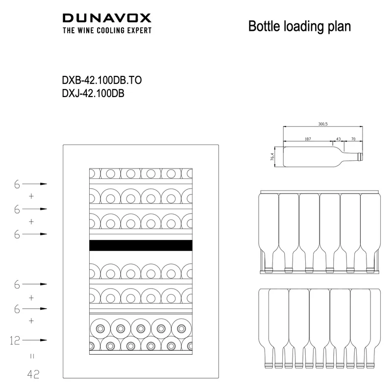 Weinkühlschrank 42 Flaschen Dunavox Balance-42