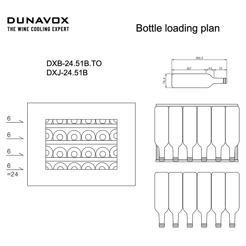 Weinkühlschrank 24 Flaschen Dunavox Joy-24