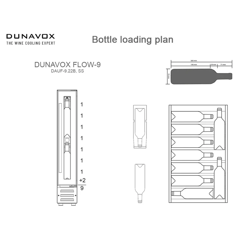 Weinkühlschrank 9 Flaschen Dunavox Flow-9 Stainless