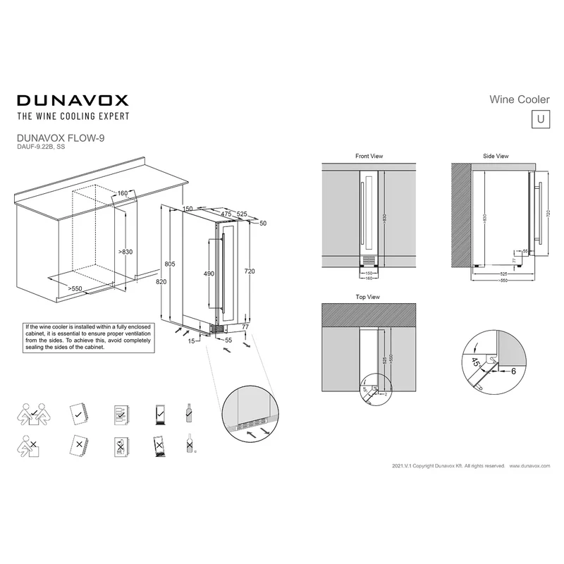 Weinkühlschrank 9 Flaschen Dunavox Flow-9 Stainless