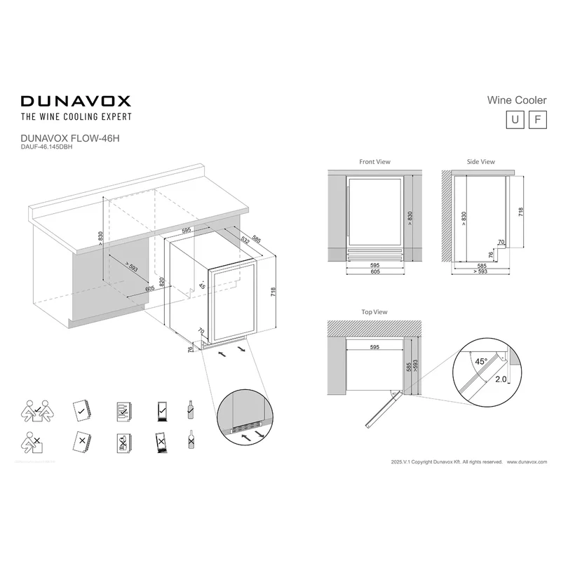 Weinkühlschrank 46 Flaschen Dunavox Flow-46H