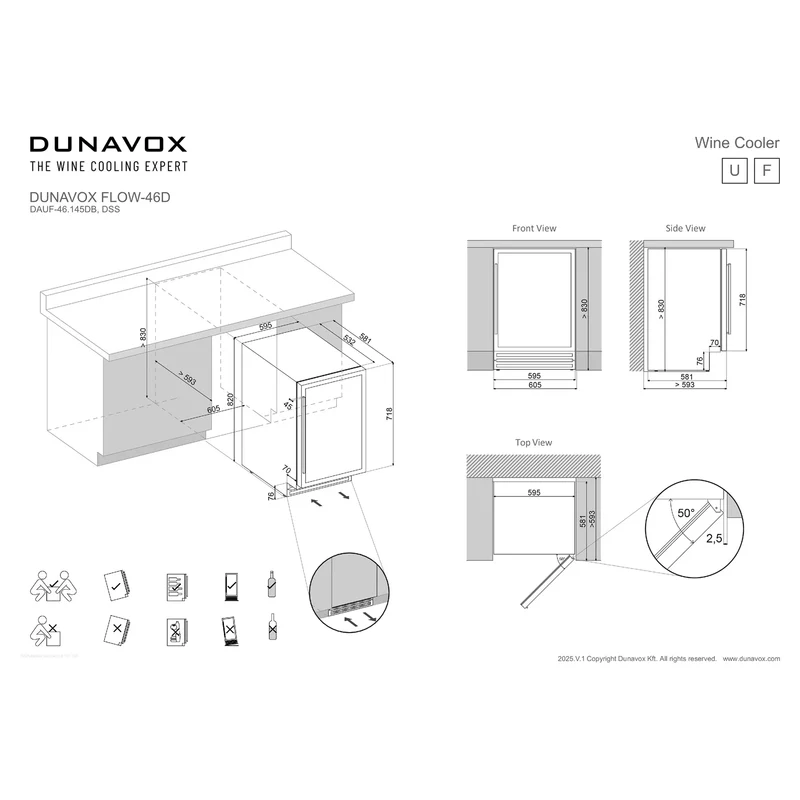 Weinkühlschrank 46 Flaschen Dunavox Flow-46D Stainless