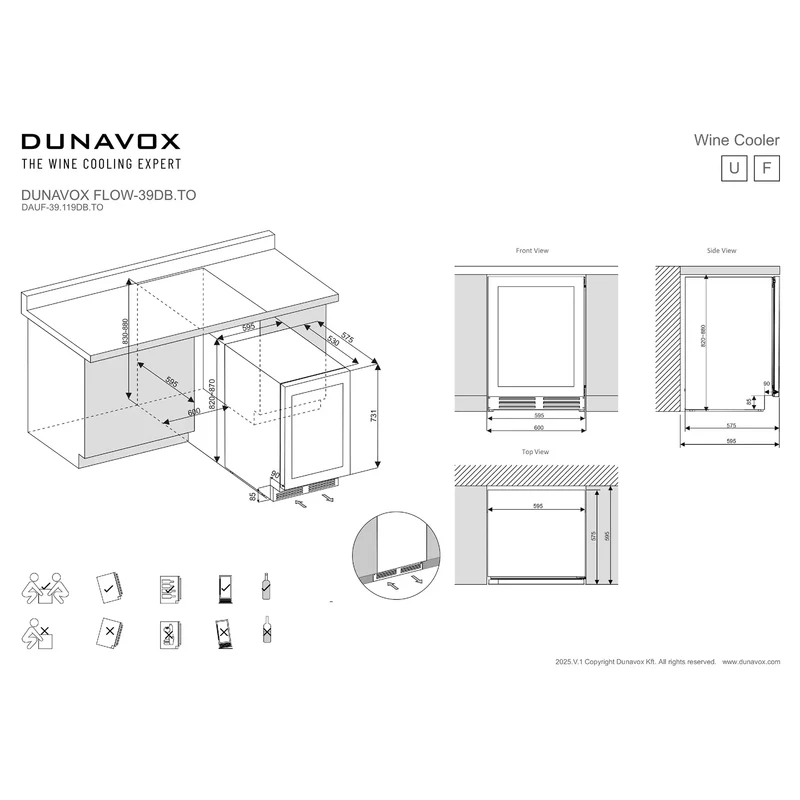 Weinkühlschrank 39 Flaschen Dunavox Flow-39.TO